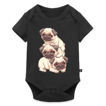 Mops Stapel - Baby Premium Kurzarmbody - Schwarz - Vorne