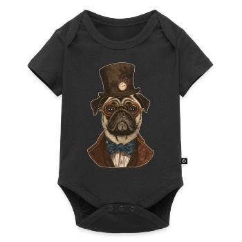 Steampunk Pug - Baby Premium short-sleeve bodysuit - black - Front