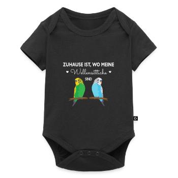 Zuhause ist wo meine Wellensittiche sind - Baby Premium Kurzarmbody - Schwarz - Vorne