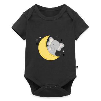 Sweet elephant with moon and stars - Baby Premium short-sleeve bodysuit - black - Front