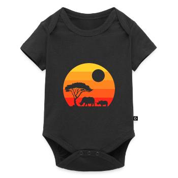 Africa Animal Lovers Rhino Gift Retro Rhino - Baby Premium short-sleeve bodysuit - black - Front