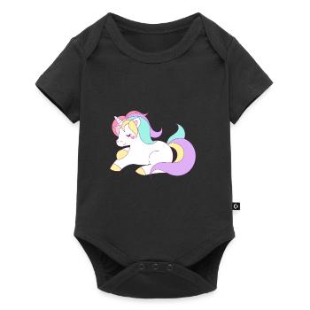 Einhorn - Baby Premium Kurzarmbody - Schwarz - Vorne