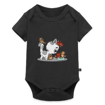 Chaton Oiseau Partage d’animaux de nourriture - Body à manches courtes Premium Bébé - noir - Devant