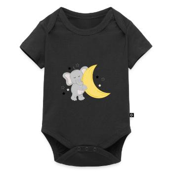 Little elephant with moon and stars - Baby Premium short-sleeve bodysuit - black - Front