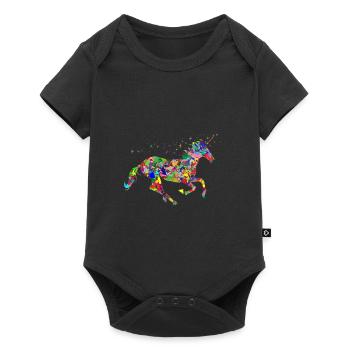 licorne coloré - Body à manches courtes Premium Bébé - noir - Devant