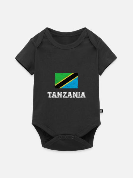 Tansania Flagge, Geschenk - Baby Premium Kurzarmbody - Schwarz