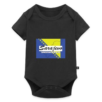 Sarajevo - Hauptstadt mit GPS & Flagge - Baby Premium Kurzarmbody - Schwarz - Vorne