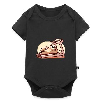 Paresseux détendu sur la conception du tapis roulant - Body à manches courtes Premium Bébé - noir - Devant