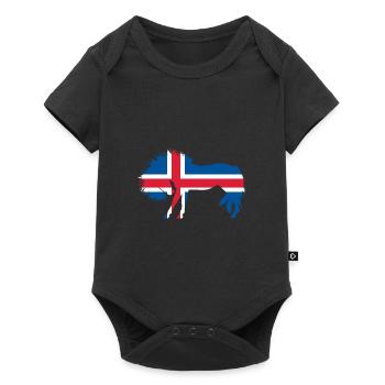 Drapeau islandais cadeau de cheval islandais - Body à manches courtes Premium Bébé - noir - Devant