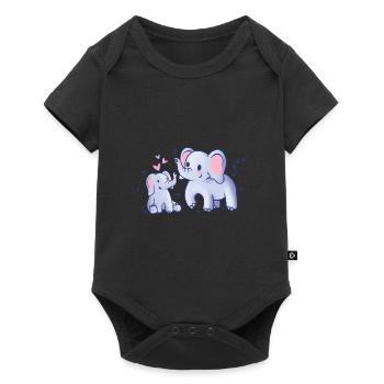Sweet elephants with pink hearts and stars - Baby Premium short-sleeve bodysuit - black - Front