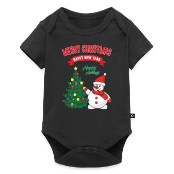Bonhomme de neige hiver noël noël neige - Body à manches courtes Premium Bébé - noir - Devant