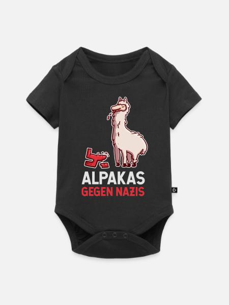 Alpakas gegen Nazis Anti-Rassismus Antifa BLM - Baby Premium Kurzarmbody - Schwarz