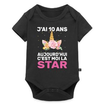 J'ai 10 Ans Aujourd'hui C'est Moi La Star Cadeau - Body à manches courtes Premium Bébé - noir - Devant