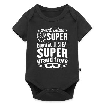 Annonce Grossesse Futur Super Grand Frère Garçon - Body à manches courtes Premium Bébé - noir - Devant
