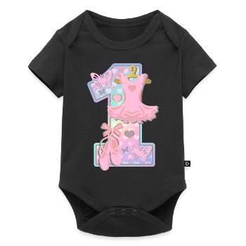 Ballerina 1. Geburtstagsparty Nummer 1 - 1 Jahre - Baby Premium Kurzarmbody - Schwarz - Vorne