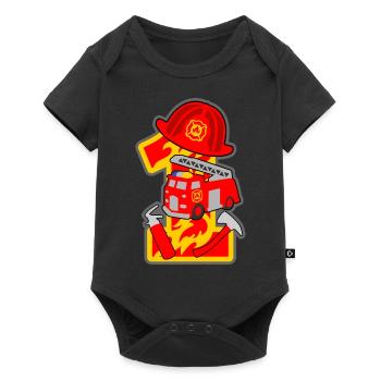 Firefighter 1st birthday party number 1 - 1 year - Baby Premium short-sleeve bodysuit - black - Front