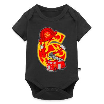 Feuerwehrmann 6. Geburtstagsparty Nummer 6 - 6 Jah - Baby Premium Kurzarmbody - Schwarz - Vorne