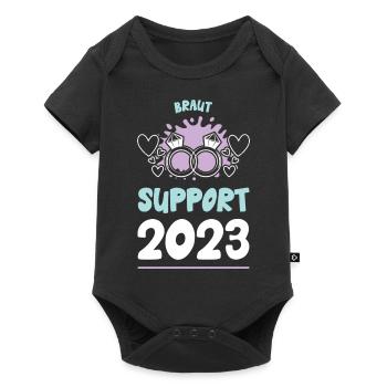 Braut Support 2023 Hochzeit - Baby Premium Kurzarmbody - Schwarz - Vorne