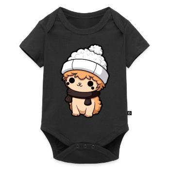 Alpaca Winter Animal Cute Comic - Baby Premium short-sleeve bodysuit - black - Front