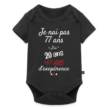 Je n'ai pas 77 ans cadeau d anniversaire - Body à manches courtes Premium Bébé - noir - Devant