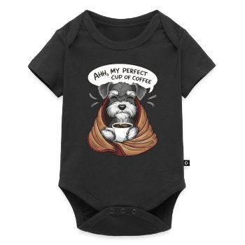 Miniature Schnauzer with blanket and coffee cup - Baby Premium short-sleeve bodysuit - black - Front