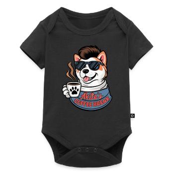 Cute cartoon Akita Inu dog with coffee - Baby Premium short-sleeve bodysuit - black - Front