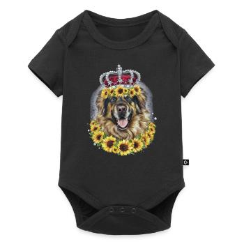 Chien Leonberger avec couronne et tournesols - Body à manches courtes Premium Bébé - noir - Devant