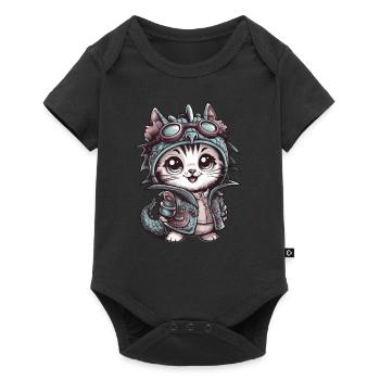 Kawaii Cat with Dragon Outfit - Baby Premium short-sleeve bodysuit - black - Front