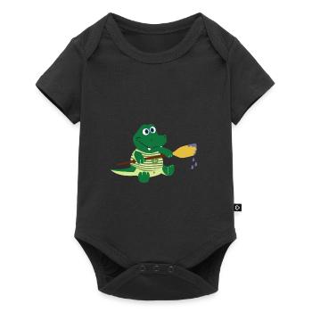 Crocodile with paddle - Baby Premium short-sleeve bodysuit - black - Front