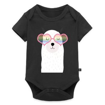 Lama, arc en ciel, lunettes de soleil, fierté, amour, coeur - Body à manches courtes Premium Bébé - noir - Devant