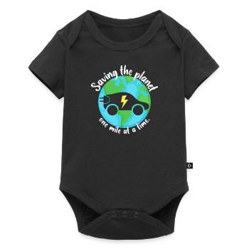 Den Planeten retten, eine Meile nach der anderen | EV-Fahrzeug - Baby Premium Kurzarmbody - Schwarz - Vorne