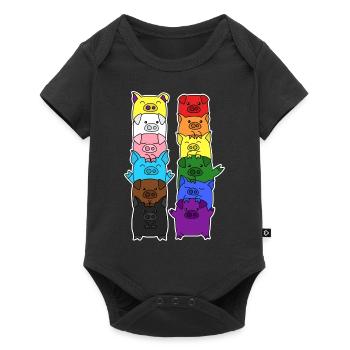 Pride Progress Flag Pig Equality - Baby Premium short-sleeve bodysuit - black - Front
