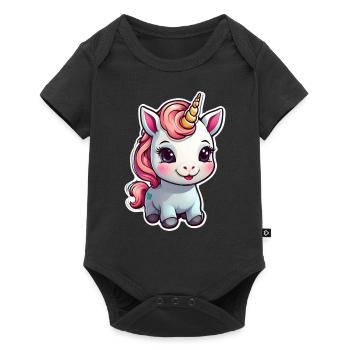 Happy Baby unicorn kawaii style - Baby Premium short-sleeve bodysuit - black - Front