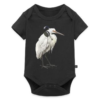 Reiher Vogel - Baby Premium Kurzarmbody - Schwarz - Vorne