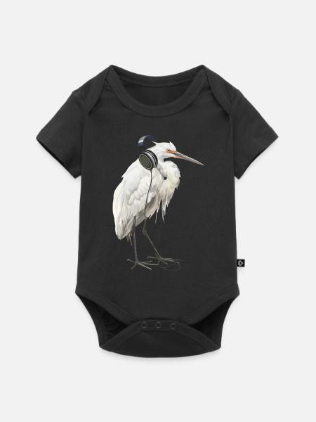 Reiher Vogel - Baby Premium Kurzarmbody - Schwarz