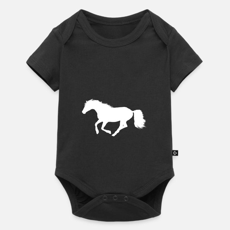 Cheval au galop - Silhouette Blanc Blanc - Body à manches courtes Premium Bébé - noir