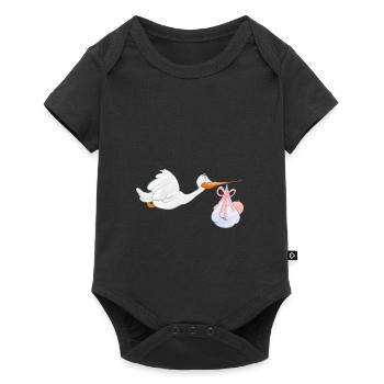 Cigogne avec bébé - Body à manches courtes Premium Bébé - noir - Devant