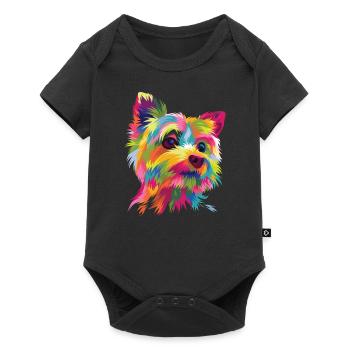 Yorkshire Terrier Yorkie Pop Art chien cadeau graphique - Body à manches courtes Premium Bébé - noir - Devant