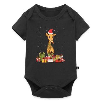 Giraffe Christmas Lights Santa Hat Xmas Gift - Baby Premium short-sleeve bodysuit - black - Front