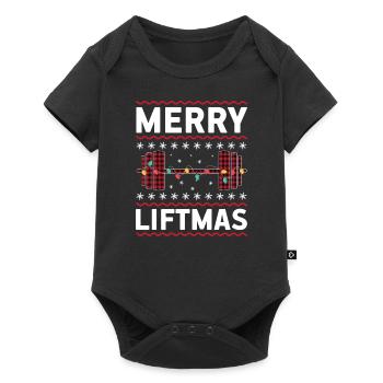 Christmas Merry Liftmas Gym Equipment Cadeau de vacances - Body à manches courtes Premium Bébé - noir - Devant
