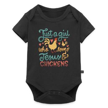 Just A Girl Who Loves Jesus And Chickens Farmer - Baby Premium short-sleeve bodysuit - black - Front