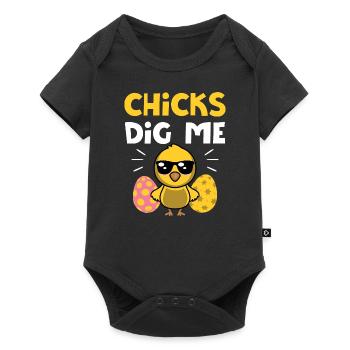 Chicks Dig Me Men Boys Funny Easter Egg Hunting - Baby Premium short-sleeve bodysuit - black - Front