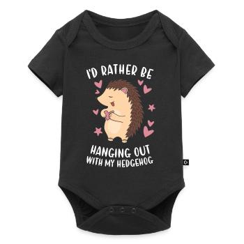 Hedgie I'd Rather Be Hanging Out With My Hedgehog - Baby Premium short-sleeve bodysuit - black - Front
