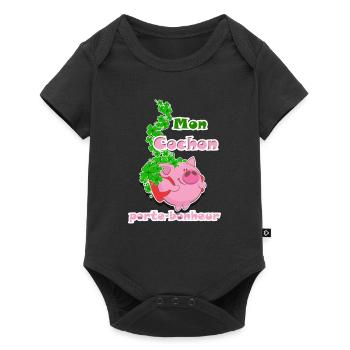Mon cochon porte-bonheur, LOTO - Body à manches courtes Premium Bébé - noir - Devant