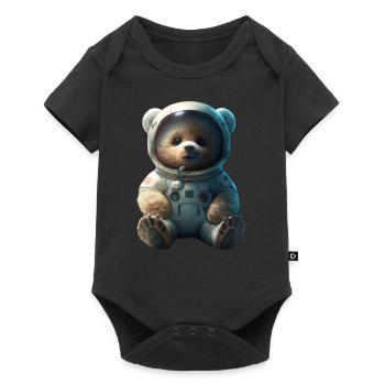 Cute Comic Tedybear in the space - Baby Premium Kurzarmbody - Schwarz - Vorne