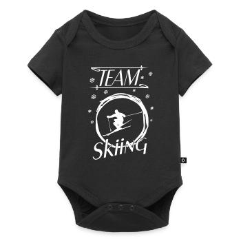 team skiing, skiing, ski fahren, ski, Skidesign - Baby Premium Kurzarmbody - Schwarz - Vorne