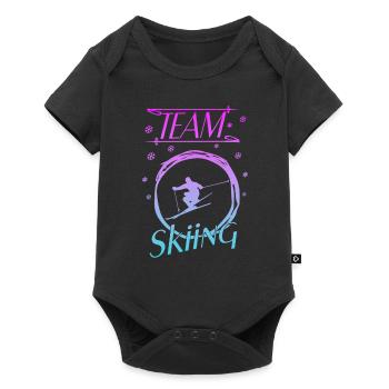 Skiing - Baby Premium Kurzarmbody - Schwarz - Vorne