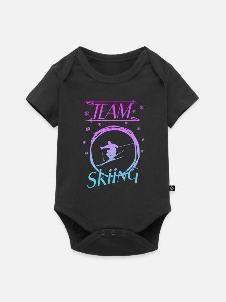 Skiing - Baby Premium Kurzarmbody - Schwarz