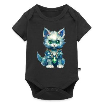 Pierre de naissance Chat Août - Body à manches courtes Premium Bébé - noir - Devant