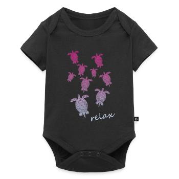 Schildkröte Turtle - Baby Premium Kurzarmbody - Schwarz - Vorne